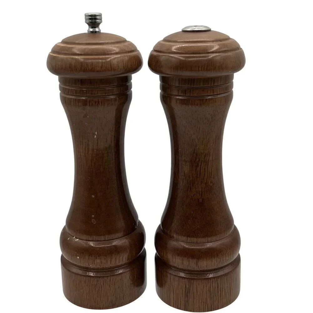 Olde Thompson Walnut Wood Vintage USA Salt Pepper Grinder Set 8.5
